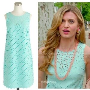 Turquoise Blue Mint Laser Cut Shift Dress